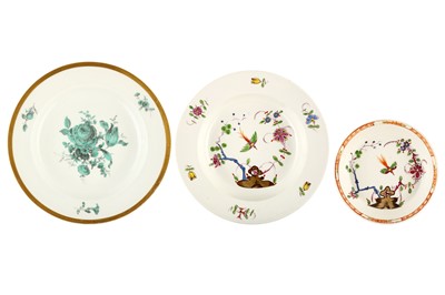 Lot 6 - TWO MEISSEN PLATES AND A SAUCER, second half...
