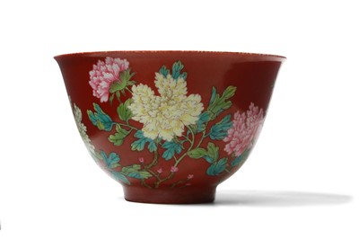 Lot 36 - A CHINESE FAMILLE ROSE 'PEONIES' BOWL. The...