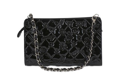 Lot 2 - Chanel Black Patent Lucky Charms Clutch, c.