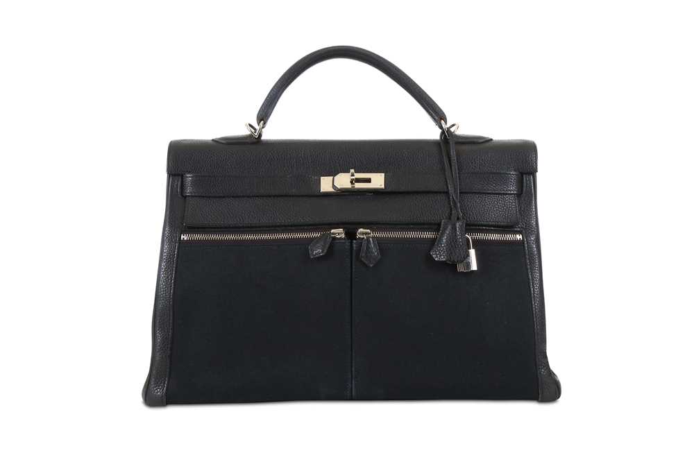 Lot 36 - Hermès Black Clemence and Toile Lakis Kelly 40,...