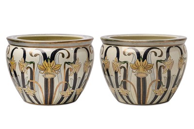 Lot 51 - A PAIR OF ITALIAN EARTHENWARE JARDINIERES by G....