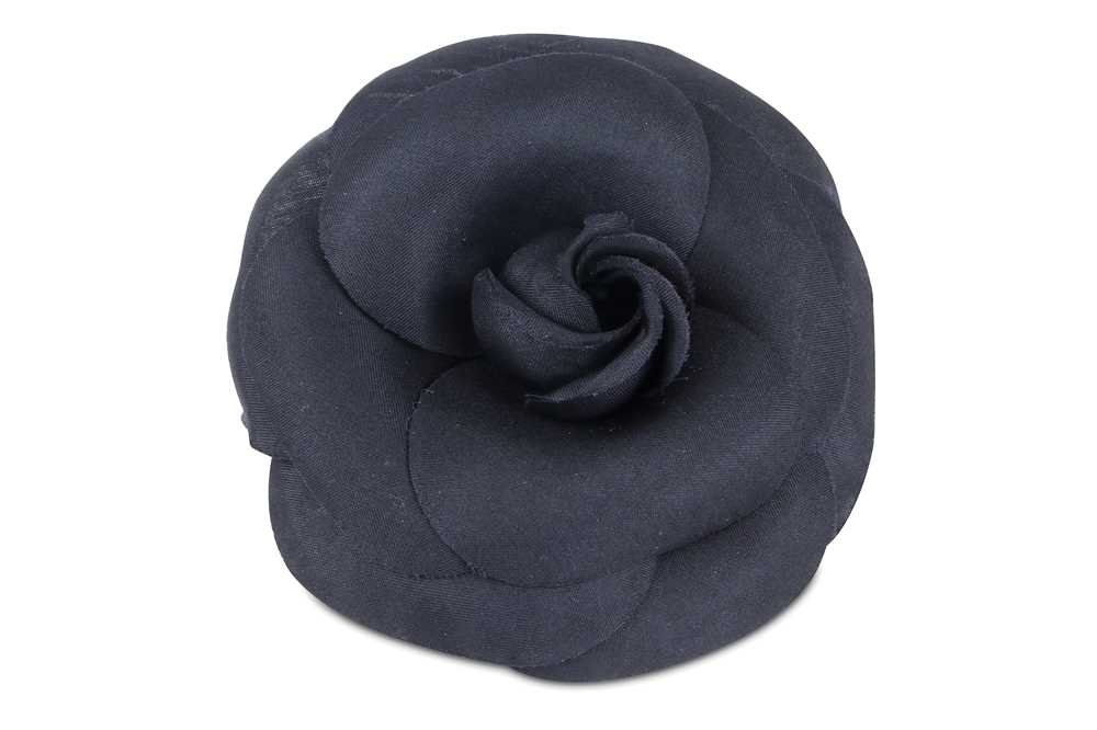 Lot 125 - Chanel Black Silk Camellia Brooch, pin