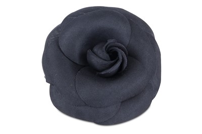 Lot 125 - Chanel Black Silk Camellia Brooch, pin...