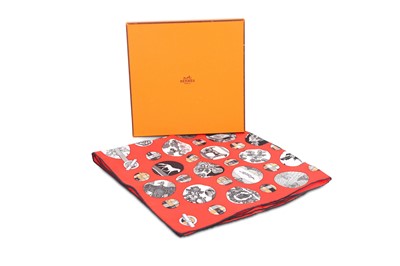 Lot 196 - Hermes 'Pois de Soie' Silk Square, red ground...