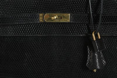 Lot 63 - Hermès Black Lizard Kelly Sellier 35, c. 1962,...
