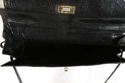 Lot 63 - Hermès Black Lizard Kelly Sellier 35, c. 1962,...