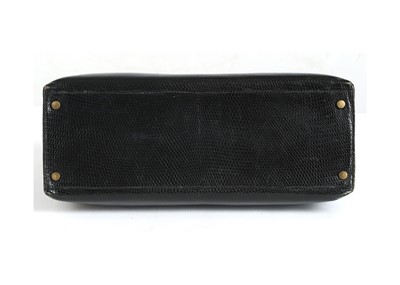 Lot 63 - Hermès Black Lizard Kelly Sellier 35, c. 1962,...