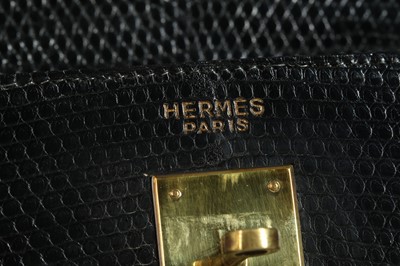 Lot 63 - Hermès Black Lizard Kelly Sellier 35, c. 1962,...