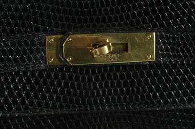 Lot 63 - Hermès Black Lizard Kelly Sellier 35, c. 1962,...
