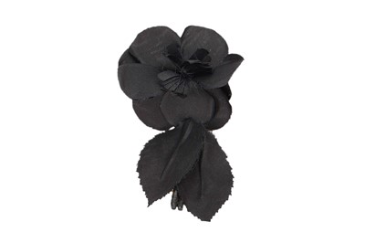 Lot 126 - Chanel Black Silk Camellia Brooch, pin...