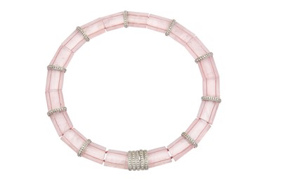 Lot 260 - A rose quartz and diamond collar...