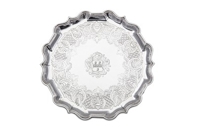 Lot 500 - A George II sterling silver salver, London...