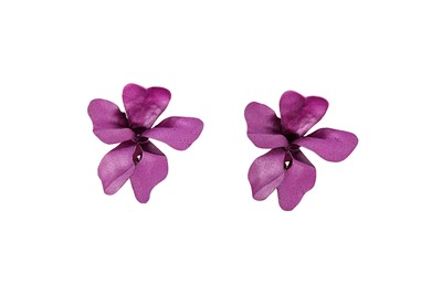 Lot 268 - A pair of aluminium flower earclips, by JAR...