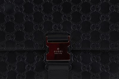 Lot 140 - Gucci Black Signature Messenger Bag, heat...