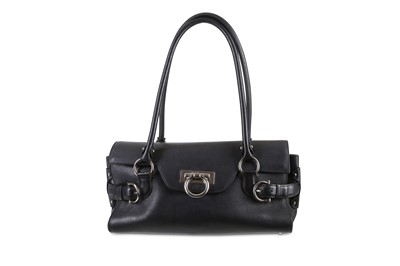 Lot 12 - Salvatore Ferragamo Black Handbag, smooth...