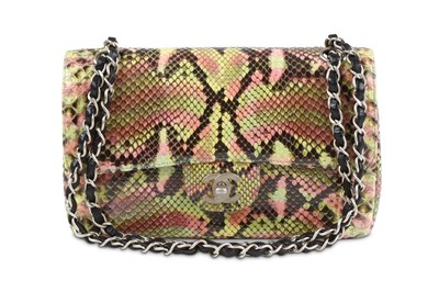 Lot 201 - Chanel Python Double Flap Bag, c. 1997-99,...