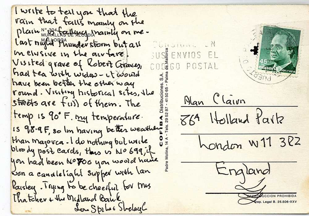 Lot 135 - Milligan (Spike) Postcard from Alcudia to Alan...