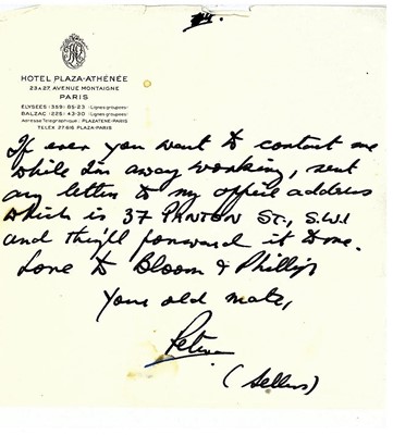Lot 137 - Sellers (Peter) Autograph letter signed...