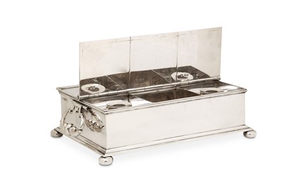 Lot 160 - A George V sterling silver treasury inkstand,...