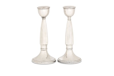 Lot 411 - A pair of George V sterling silver Art Deco...