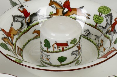 Lot 138 - A Crown Staffordshire 'Hunting Scene' pattern...