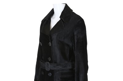 Lot 44 Burberry Black Pony Skin Trench Coat double