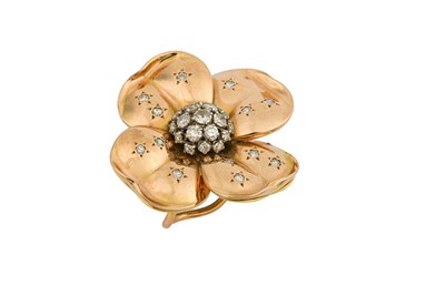 Lot 170 - A diamond flower ring The petals inset with...