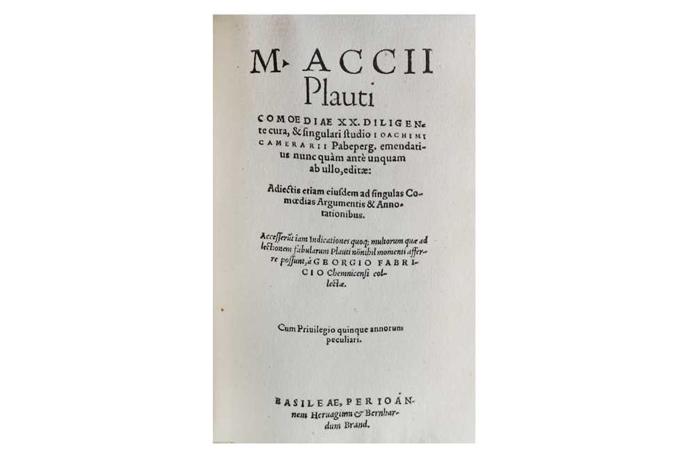 Lot 352 - Plautus (Titus Maccius) Comoediae XX, title...