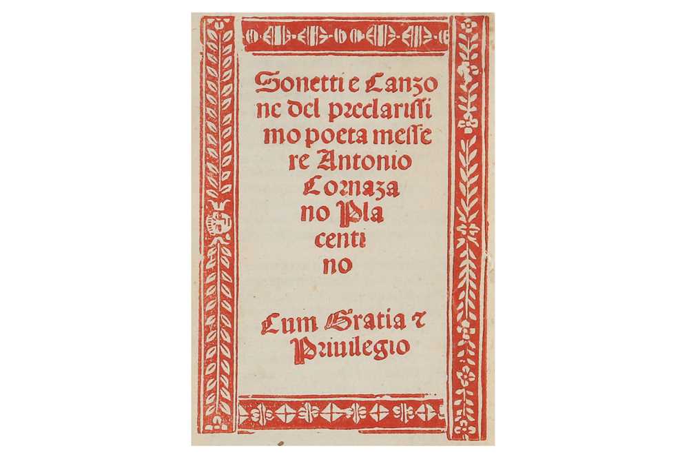 Lot 339 - Cornazzano (Antonio) Sonetti e canzone, FIRST...