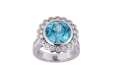 Lot 208 - A blue zircon and diamond dress ring The...