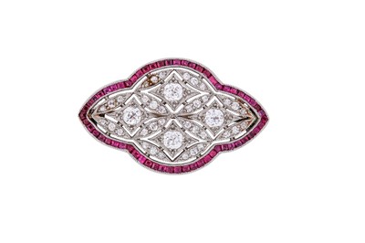 Lot 26 - A ruby and diamond brooch, early 20th century...