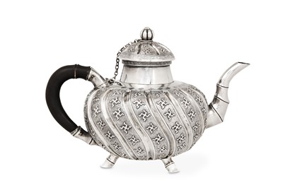 Lot 224 - A mid-20th century Thai silver teapot, circa...