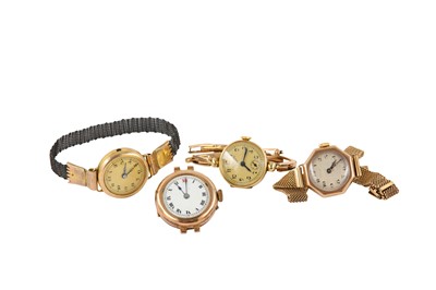 Lot 90 - 4 GOLD WATCHES -A 14K GOLD C.BOUCHERER LUCERNE...