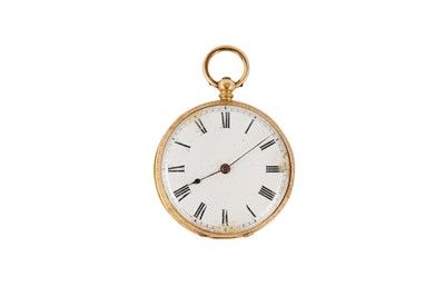 Lot 83 - AN 18K YELLOW GOLD OPEN FACE POCKET WATCH...