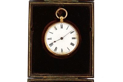 Lot 83 - AN 18K YELLOW GOLD OPEN FACE POCKET WATCH...
