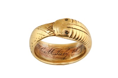 Lot 1 - A snake ring, circa 1825 The wide band,...