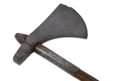 Lot 11 - An Indo-Persian tabar fighting axe with silver...