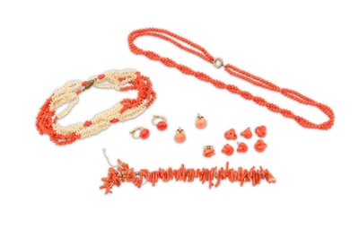 Lot 68 - A group lot of coral jewellery, Comprising of...