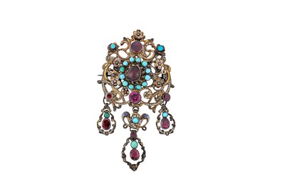 Lot 83 - A 19th century gem-set brooch / slide In the...