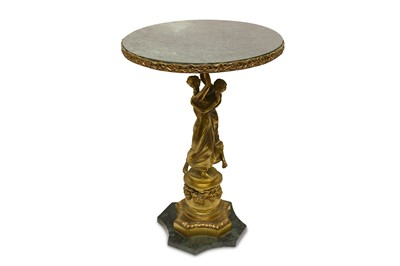 Lot 365 - A 20th Century bronzed figural marble topped...
