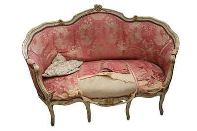 Lot 477 - A small French grey painted and parcel gilt...