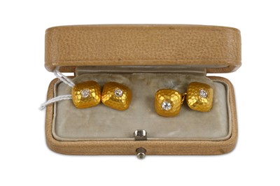 Lot 356 - A set of yellow gold coloured cufflinks of...
