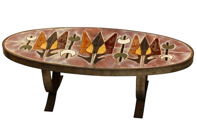 Lot 388 - A 1960s  R Corroyez tiled coffee table, the...