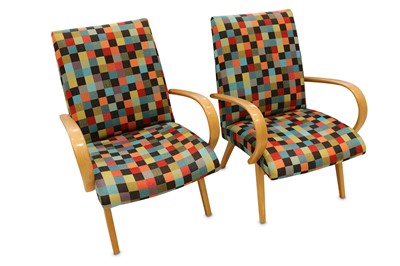 Lot 396 - A pair of 1950s Czech easy chairs, model...