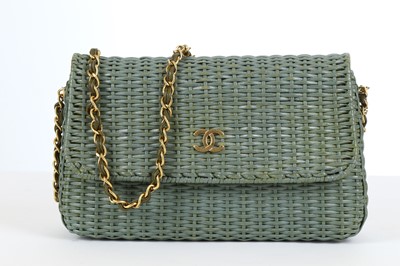 Lot 356 - Chanel Pale Green Wicker Shoulder bag, c. 2000-...