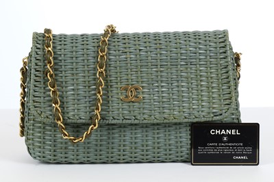 Lot 356 - Chanel Pale Green Wicker Shoulder bag, c. 2000-...