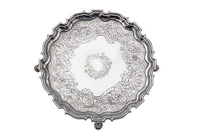 Lot 447 - A George II sterling silver salver, London...