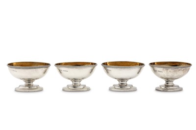 Lot 481 - A matched set of four sterling silver salts,...