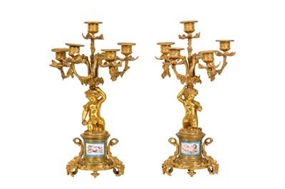 Lot 123 - A PAIR OF LATE 19TH CENTURY FRENCH GILT BRONZE...