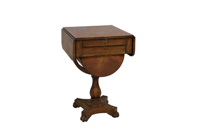 Lot 475 - A William IV figured walnut sewing table, with...